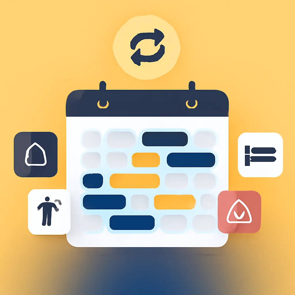 Calendar sync feature mockup showing multiple bookings