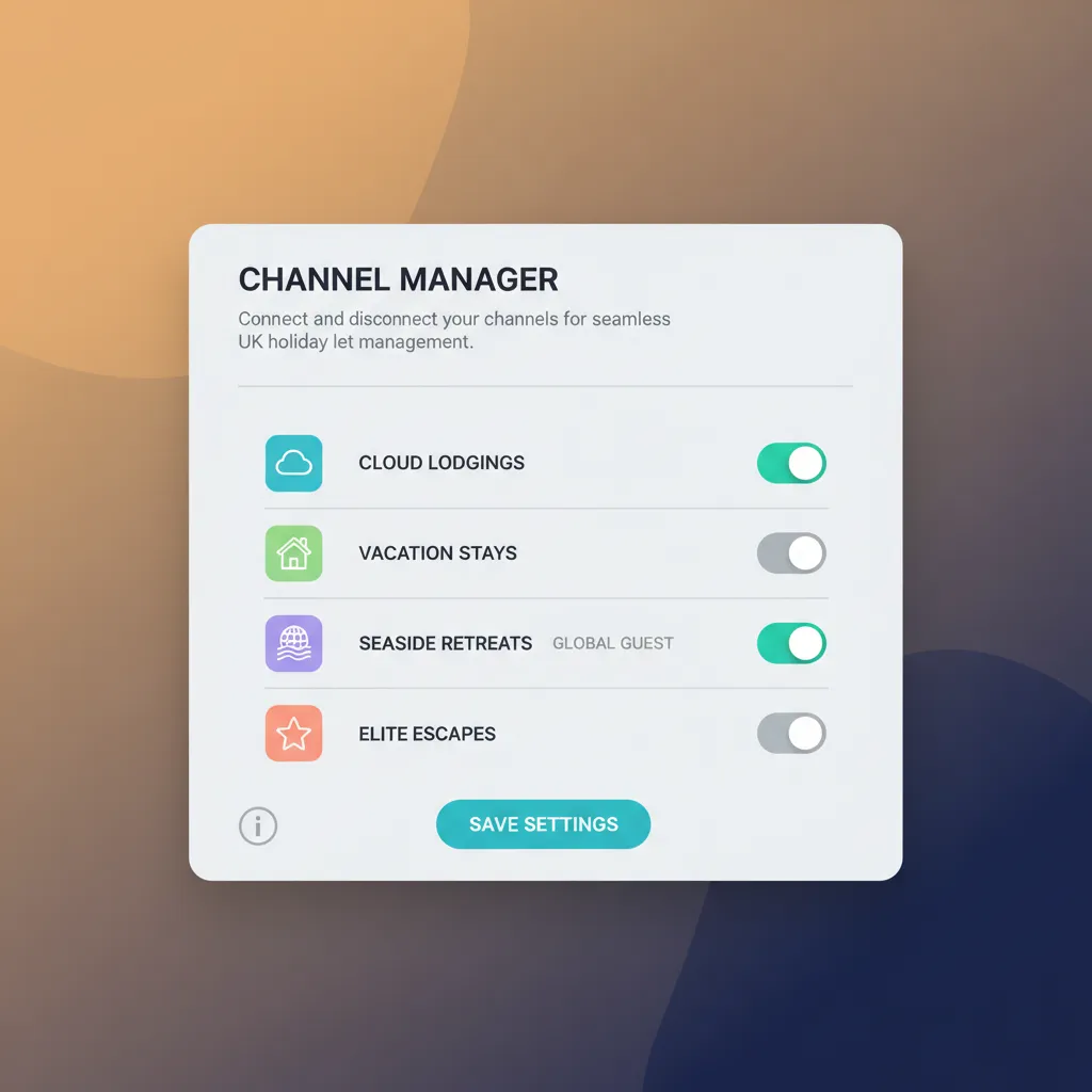 The channel manager interface in HolsUK, showing connections to various booking sites.