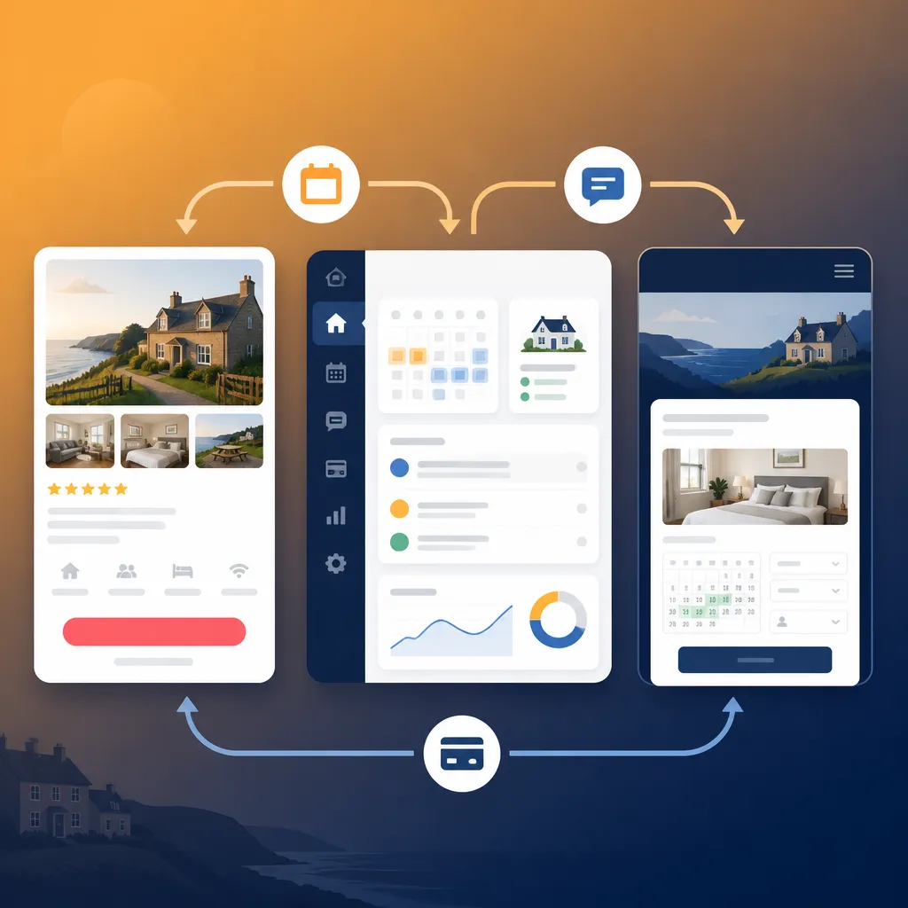 Diagram of two-way sync between Airbnb, HolsUK and website widget
