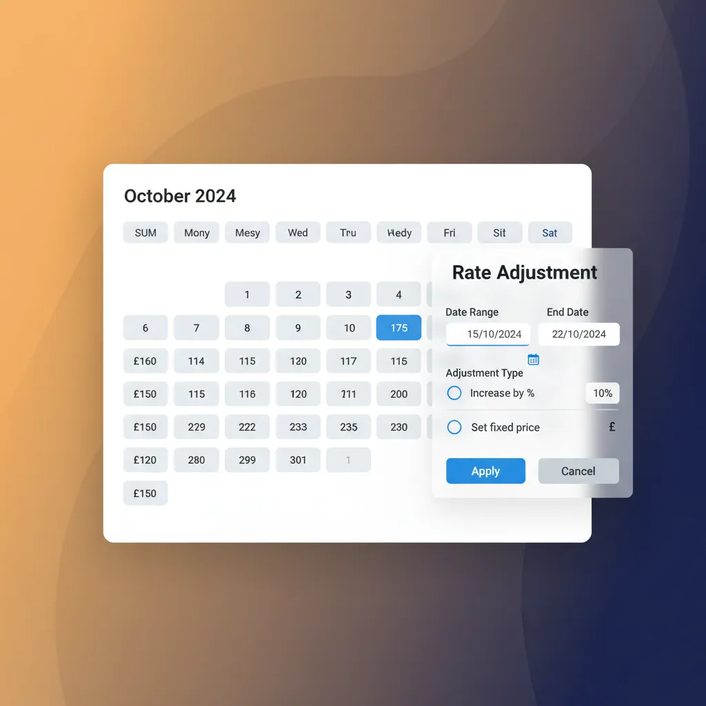 The HolsUK rates management interface for setting prices across all channels.
