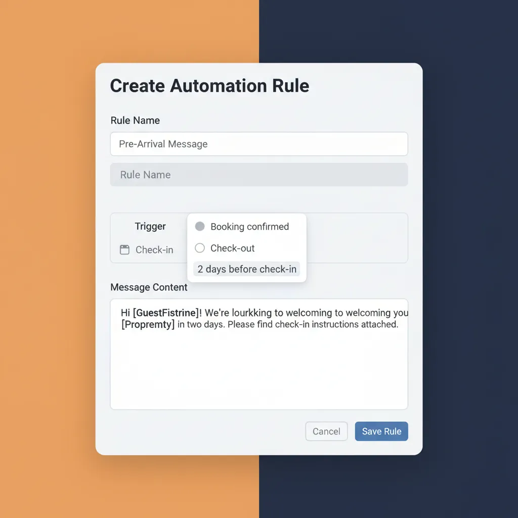 The HolsUK automated messaging feature, showing how to schedule a pre-arrival message for guests.