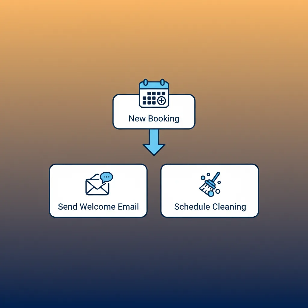 A workflow diagram illustrating automated tasks in HolsUK after a booking is received.
