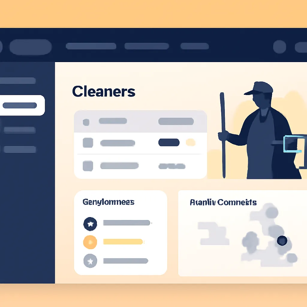 Cleaner management tool interface in a property dashboard.