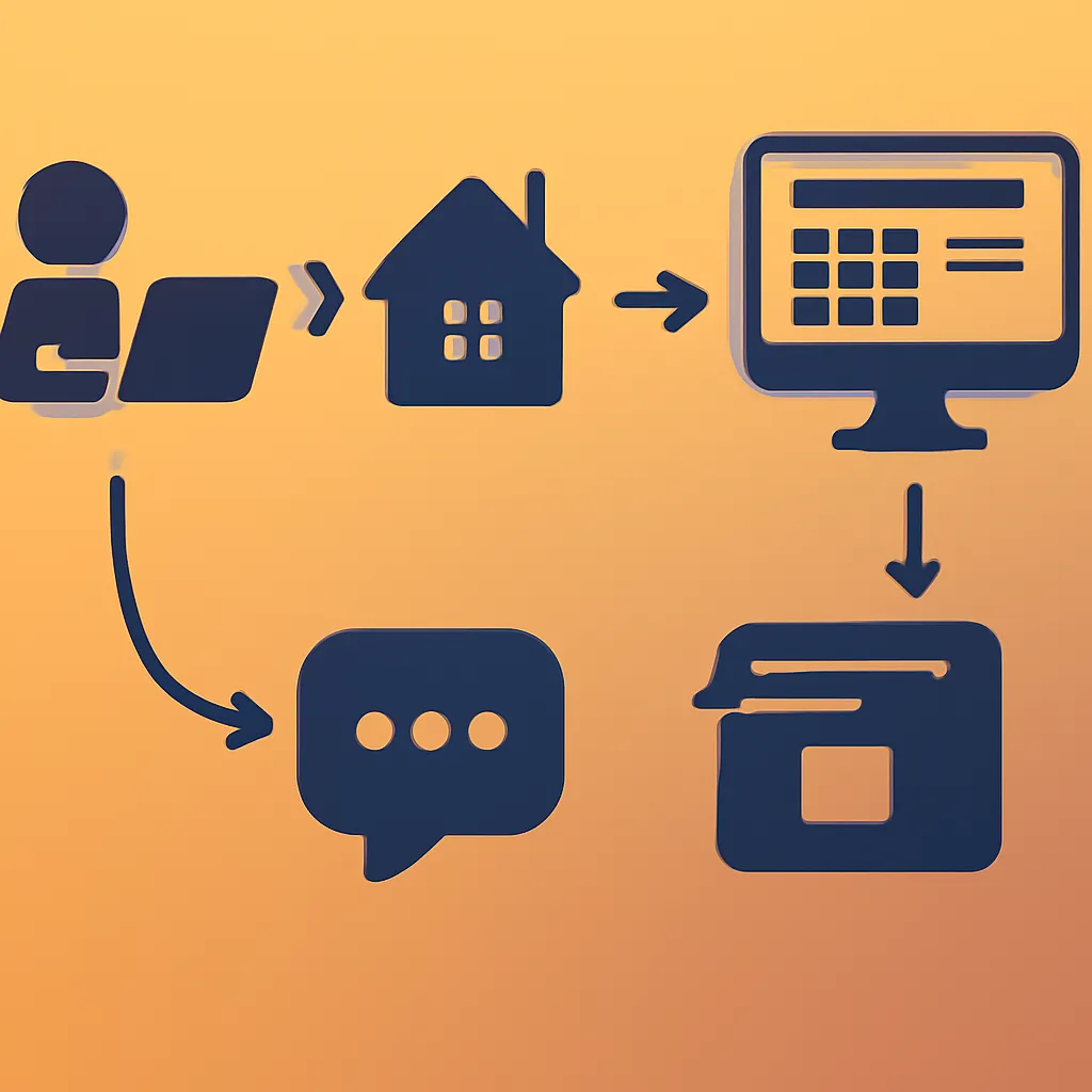 Workflow diagram showing direct booking and messaging system.
