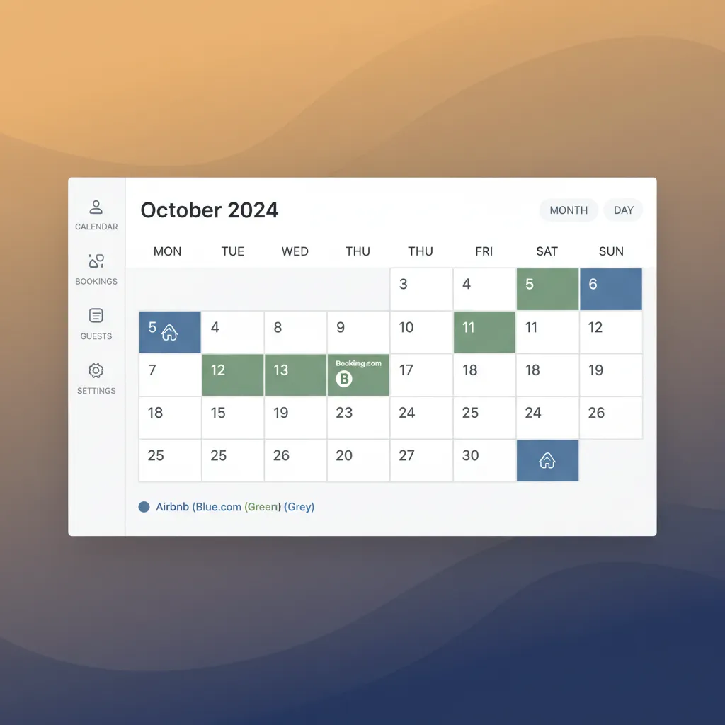 A unified calendar in HolsUK showing bookings from multiple channels on one screen.