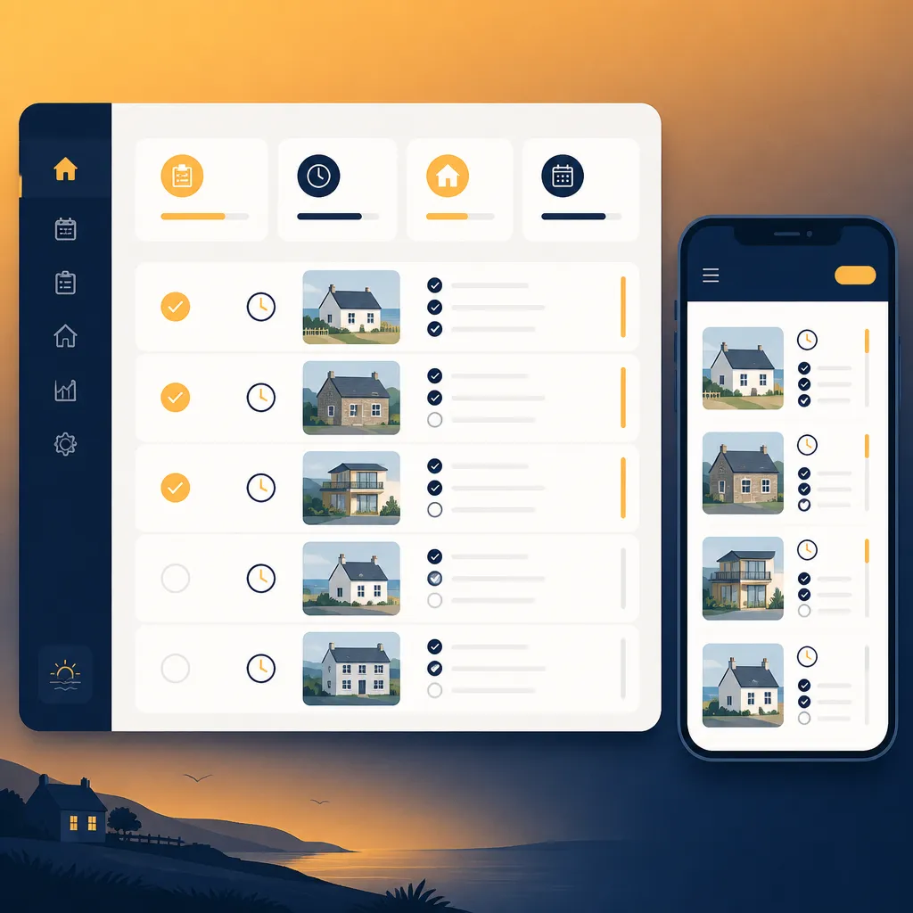 Cleaner management checklist on mobile and desktop views