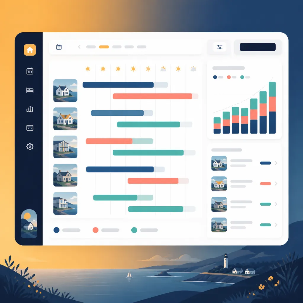 Unified calendar dashboard showing bookings and revenue chart