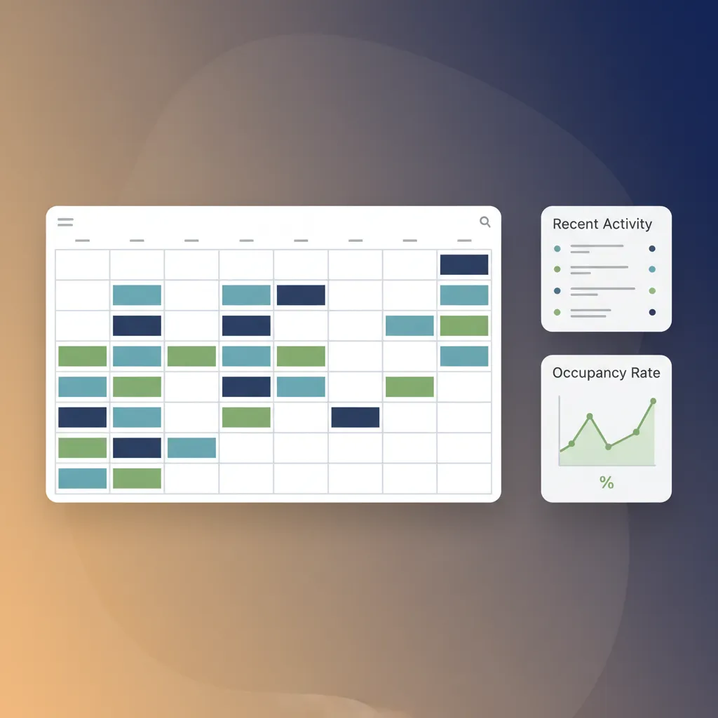 A mockup of the HolsUK booking software dashboard calendar view.