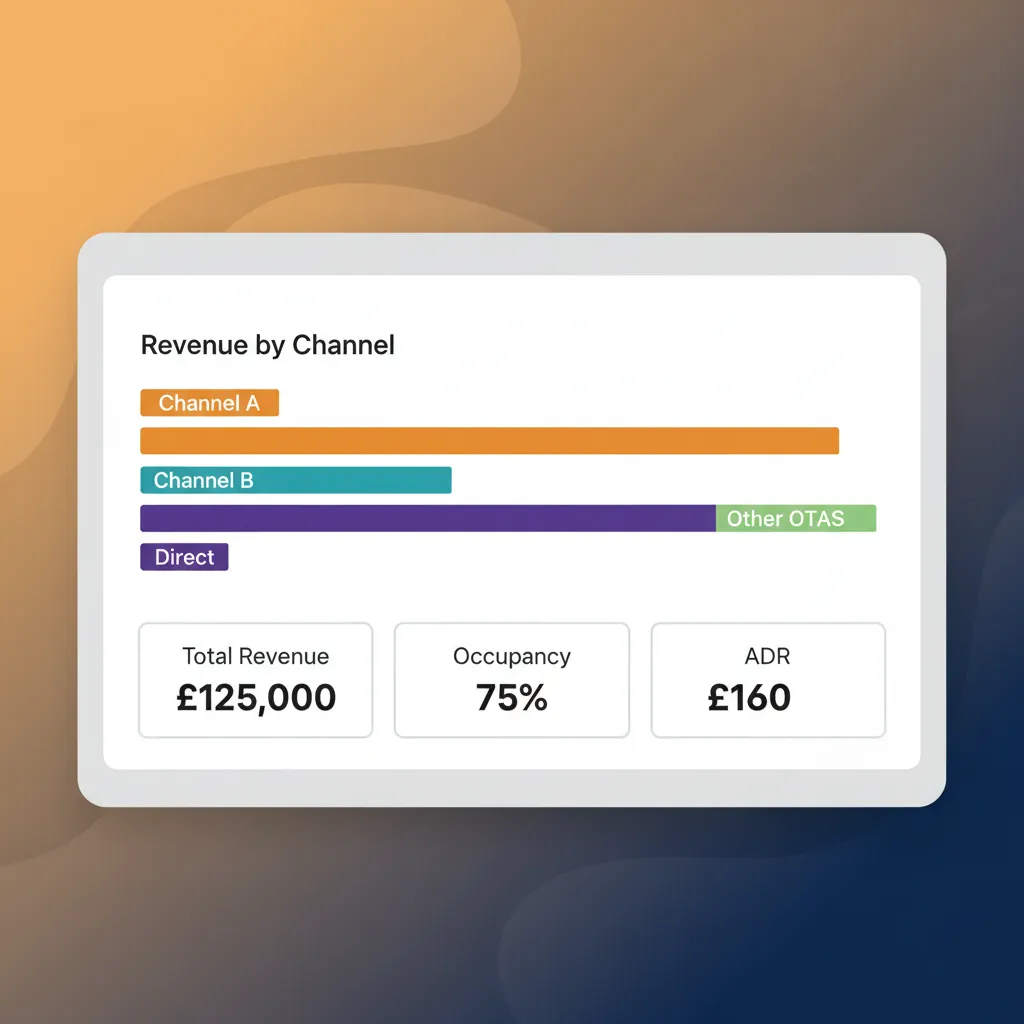 The HolsUK revenue dashboard showing a breakdown of income by booking channel.
