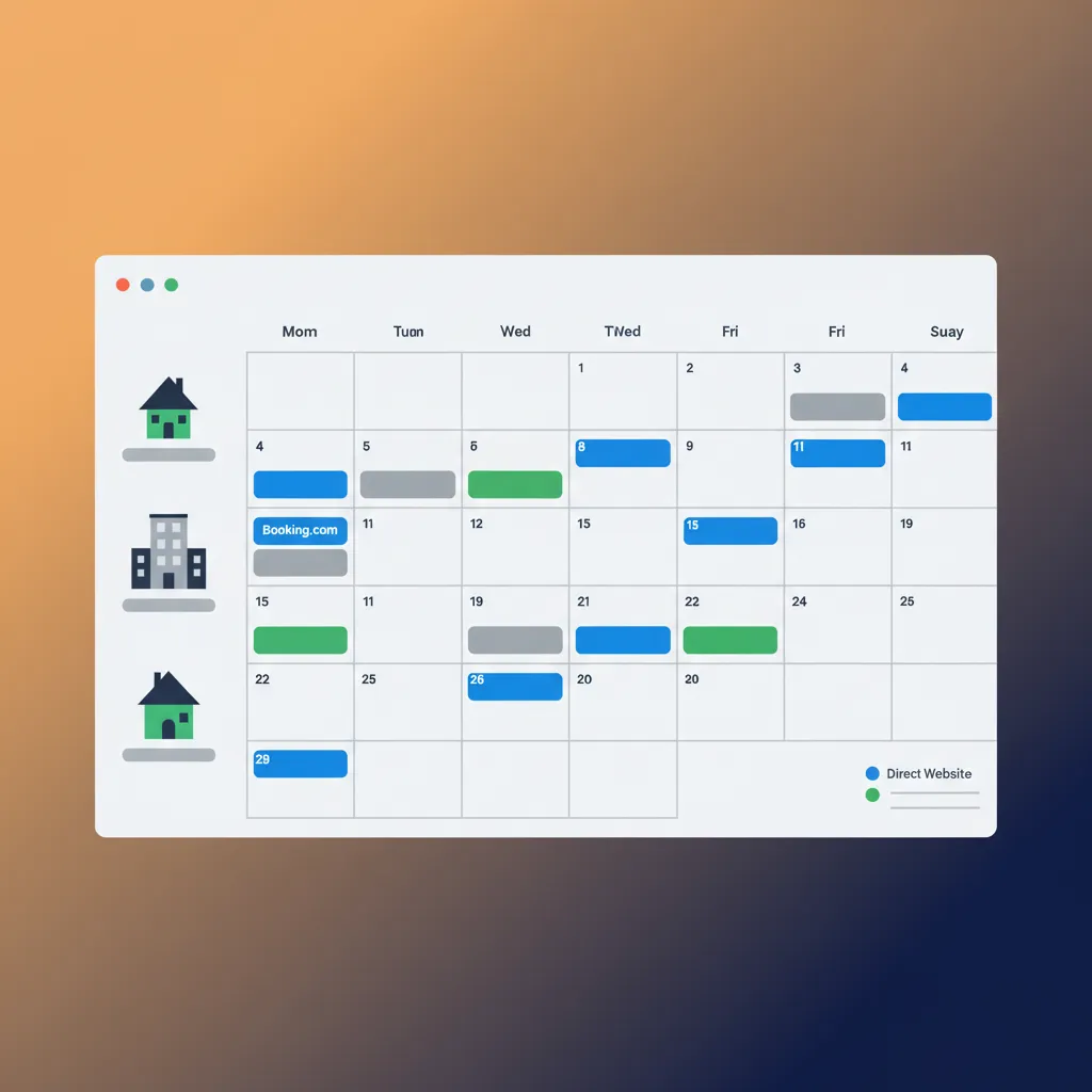 A unified calendar in the HolsUK channel manager showing bookings from multiple channels.