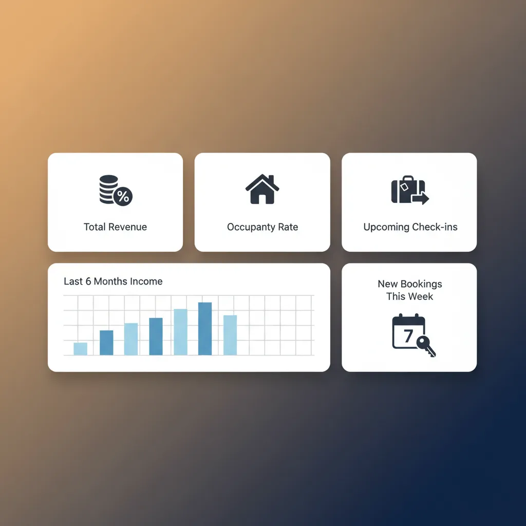 The main dashboard of the HolsUK property management system showing key performance metrics.