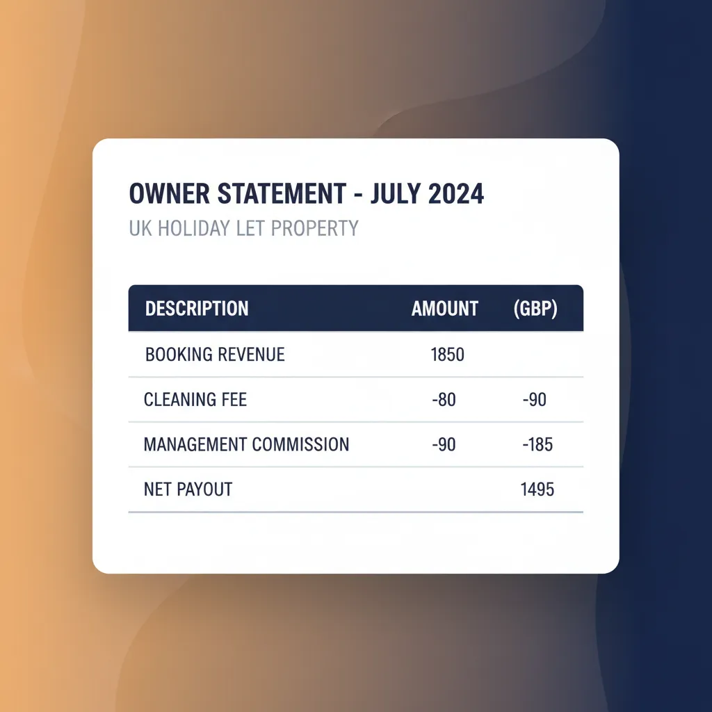 An example of an automated owner statement generated by the HolsUK software.