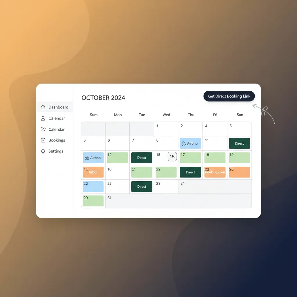 HolsUK dashboard showing the central calendar with bookings from multiple channels.