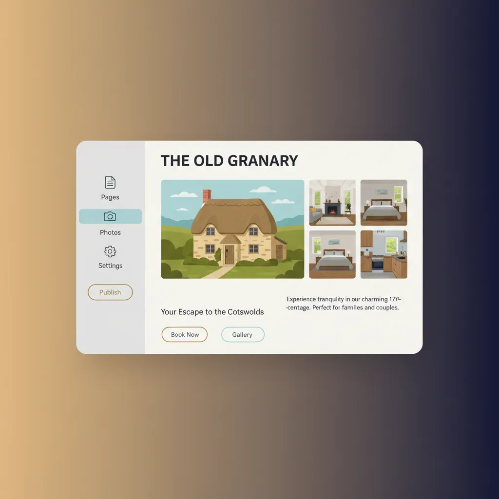 A mockup of the HolsUK direct booking website builder interface.
