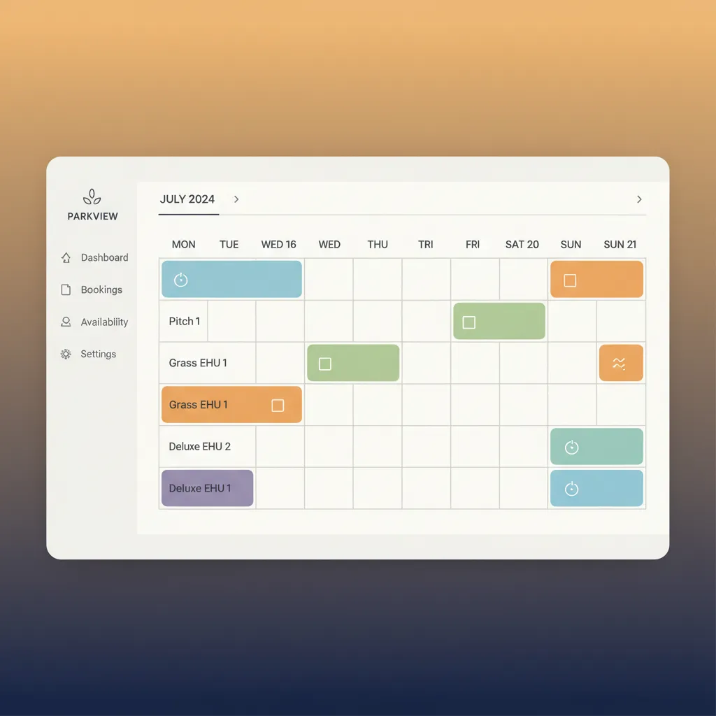 A mockup of the HolsUK unified calendar showing bookings from multiple channels.