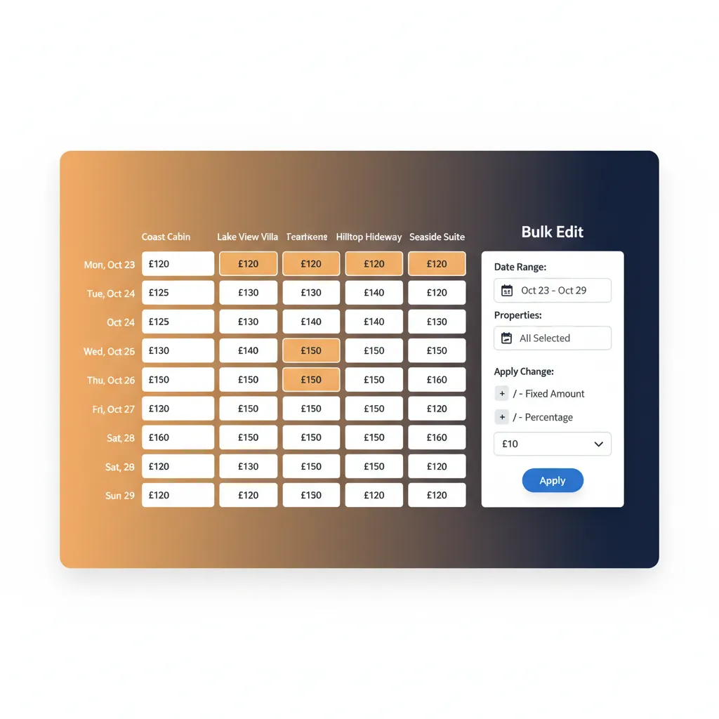 The HolsUK rate management tool for setting nightly prices across multiple channels.