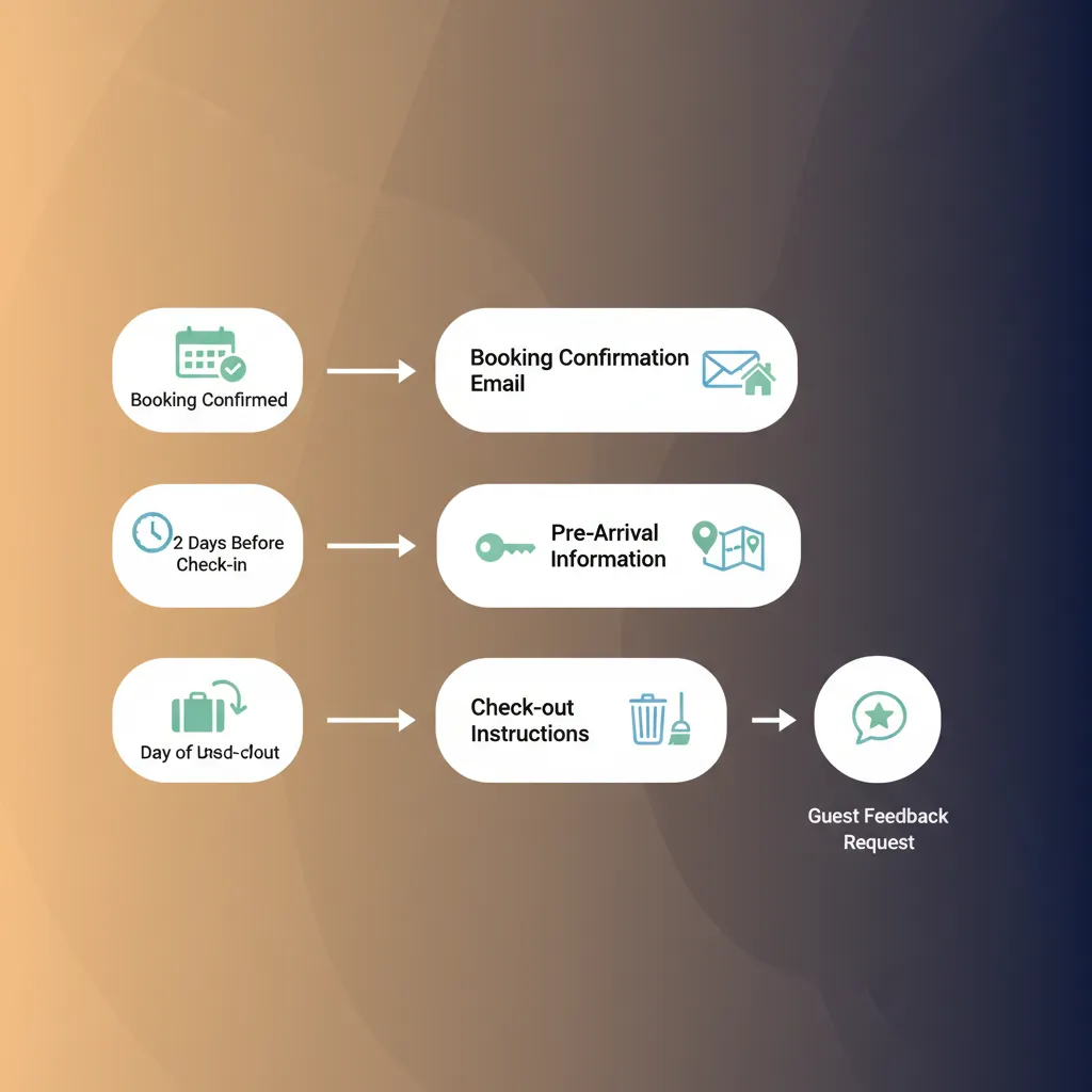 Workflow diagram showing how automated guest messages are sent at different stages.