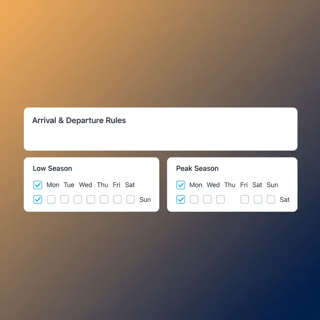 Settings screen in HolsUK for configuring seasonal flexible arrival day rules.