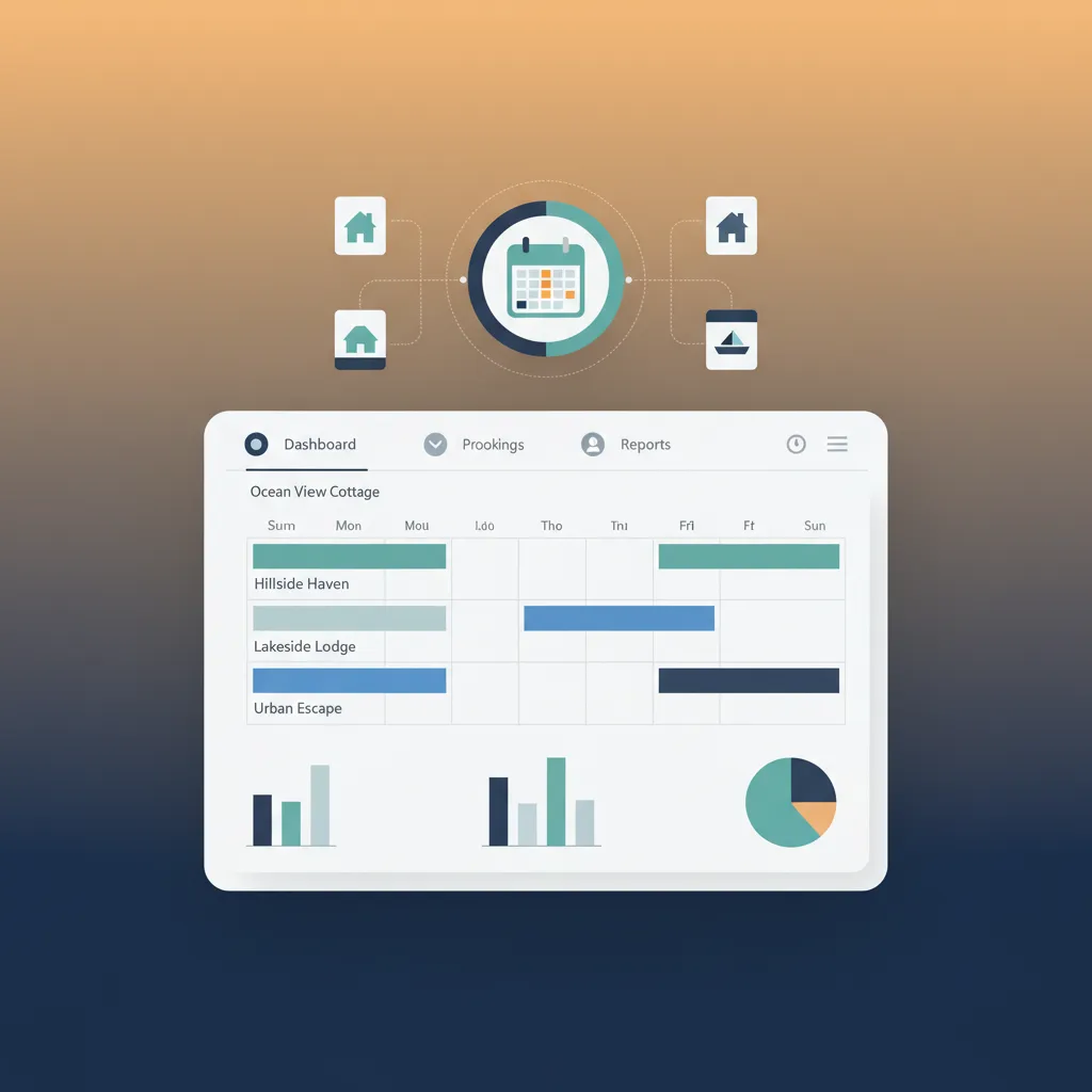 A clean multi-property calendar view within HolsUK's cottage management software dashboard.