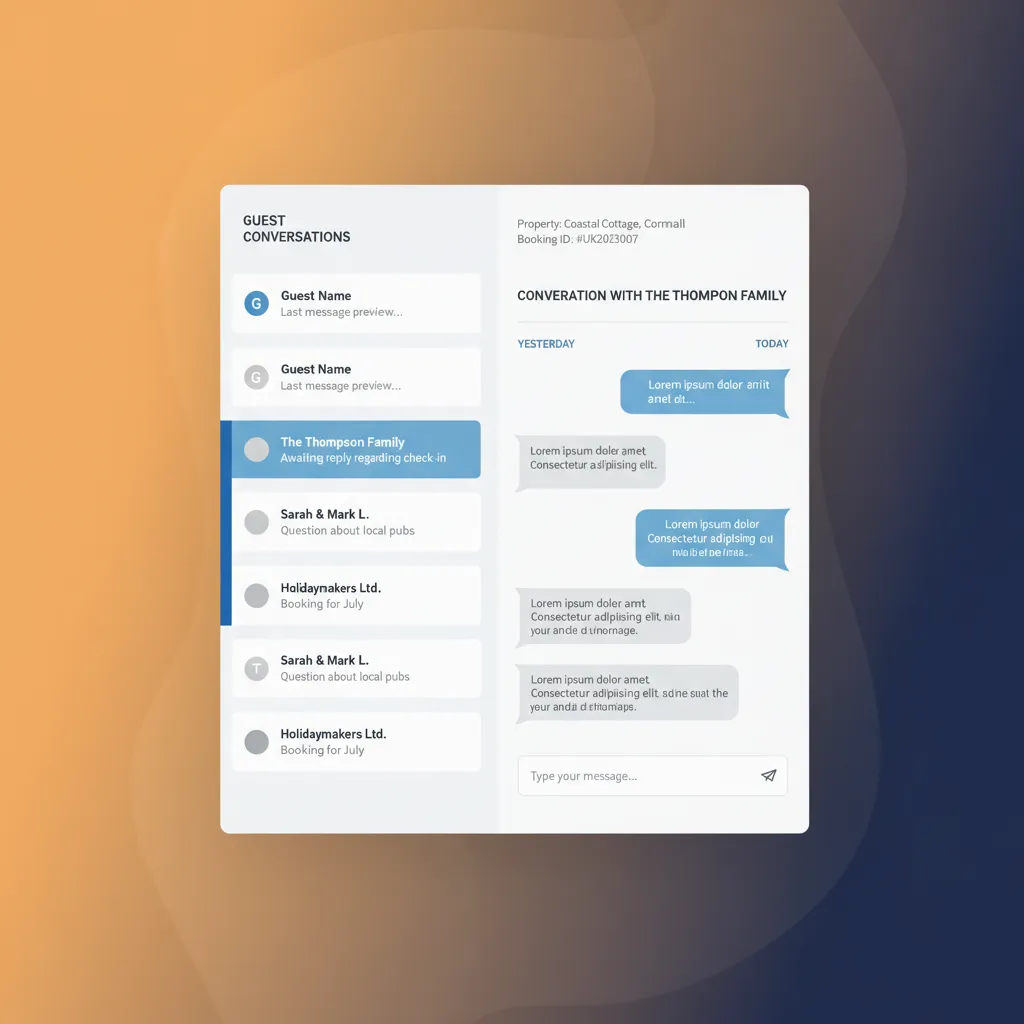 The unified inbox feature in HolsUK, showing all guest messages in one place.