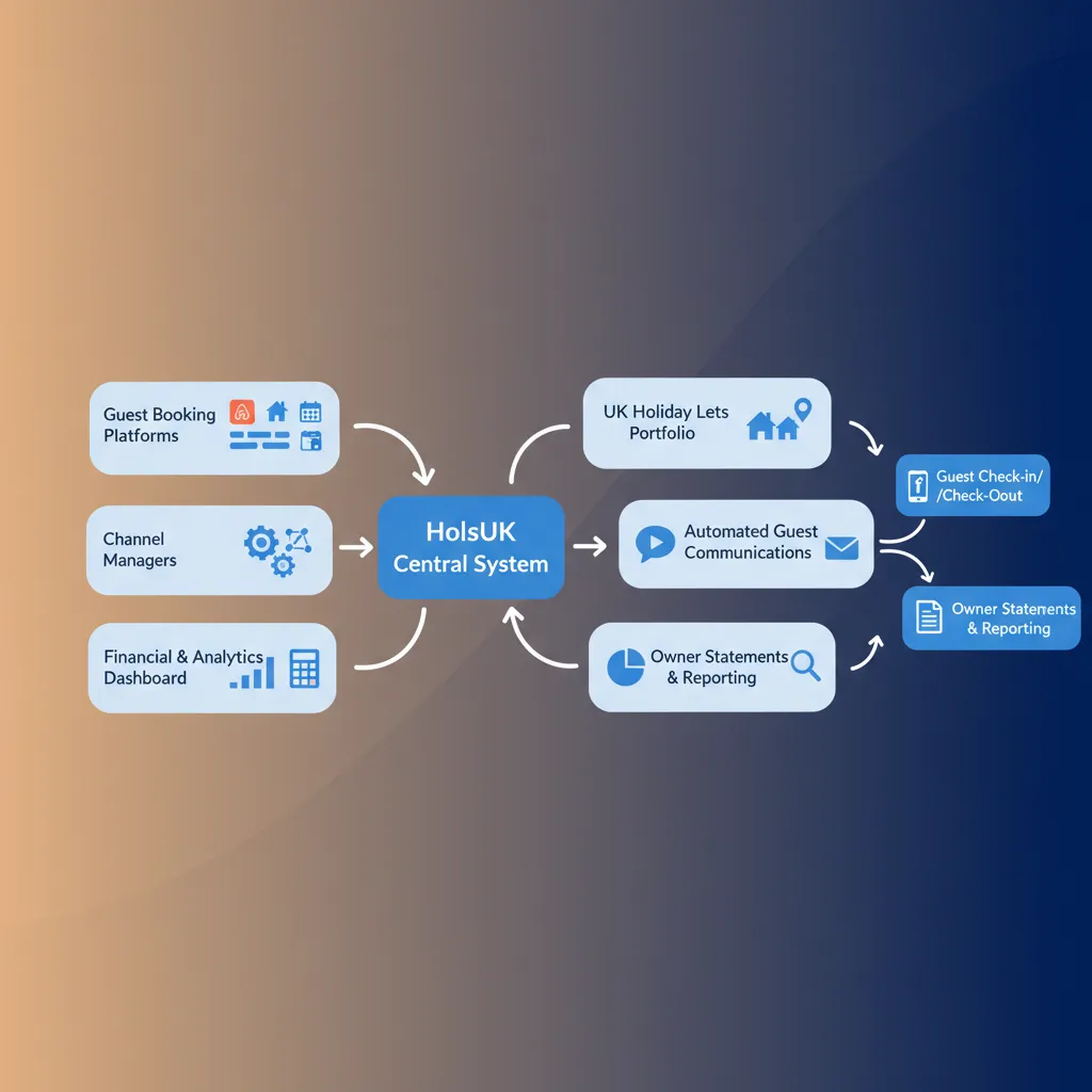 Workflow diagram showing HolsUK integration with Airbnb.