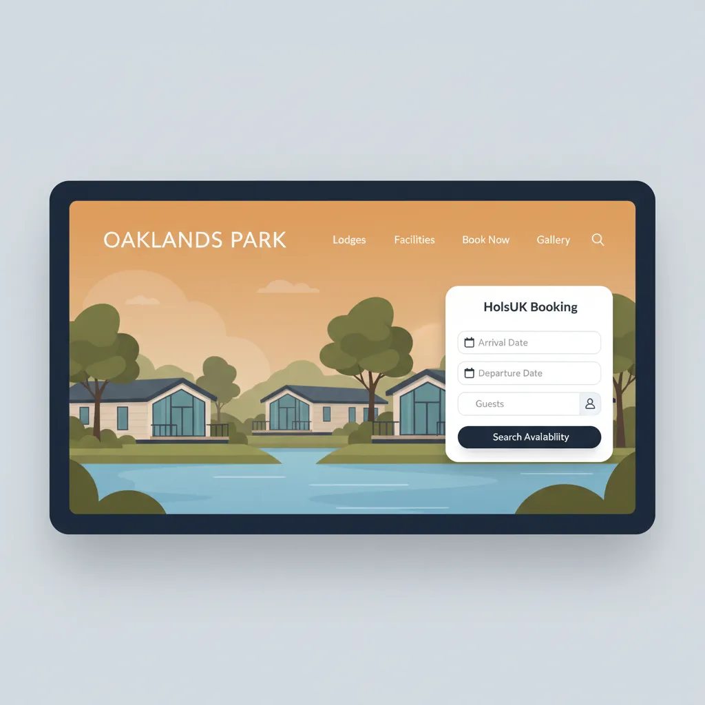 A mockup of the HolsUK direct booking engine on a holiday park website.