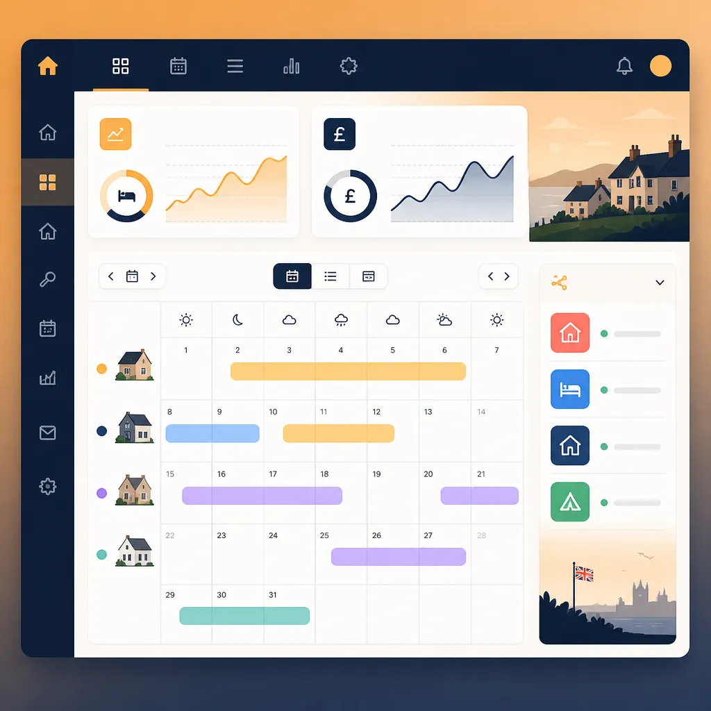 Dashboard calendar showing bookings and occupancy at a glance