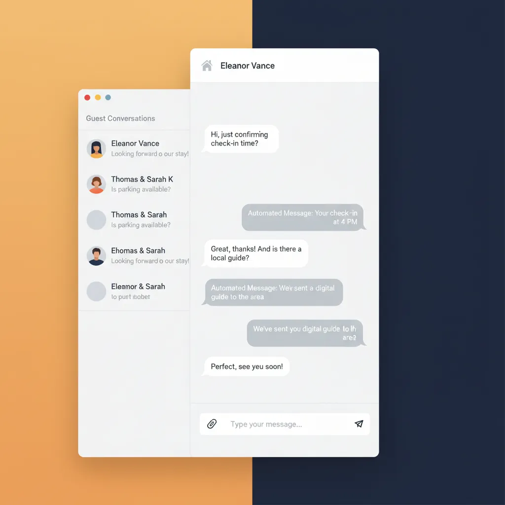 The unified inbox in HolsUK, showing a conversation with automated and manual guest messages.