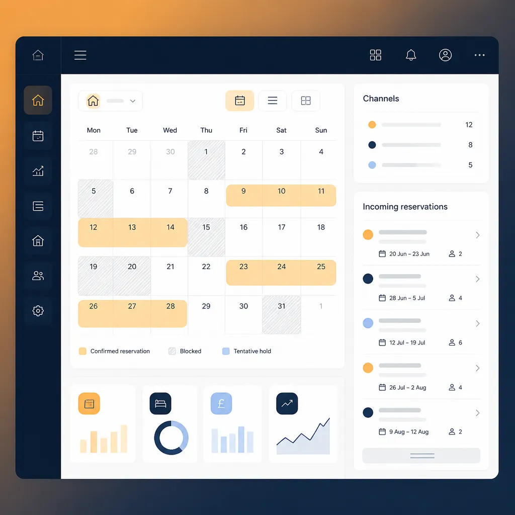 Dashboard calendar with imported reservations from multiple channels