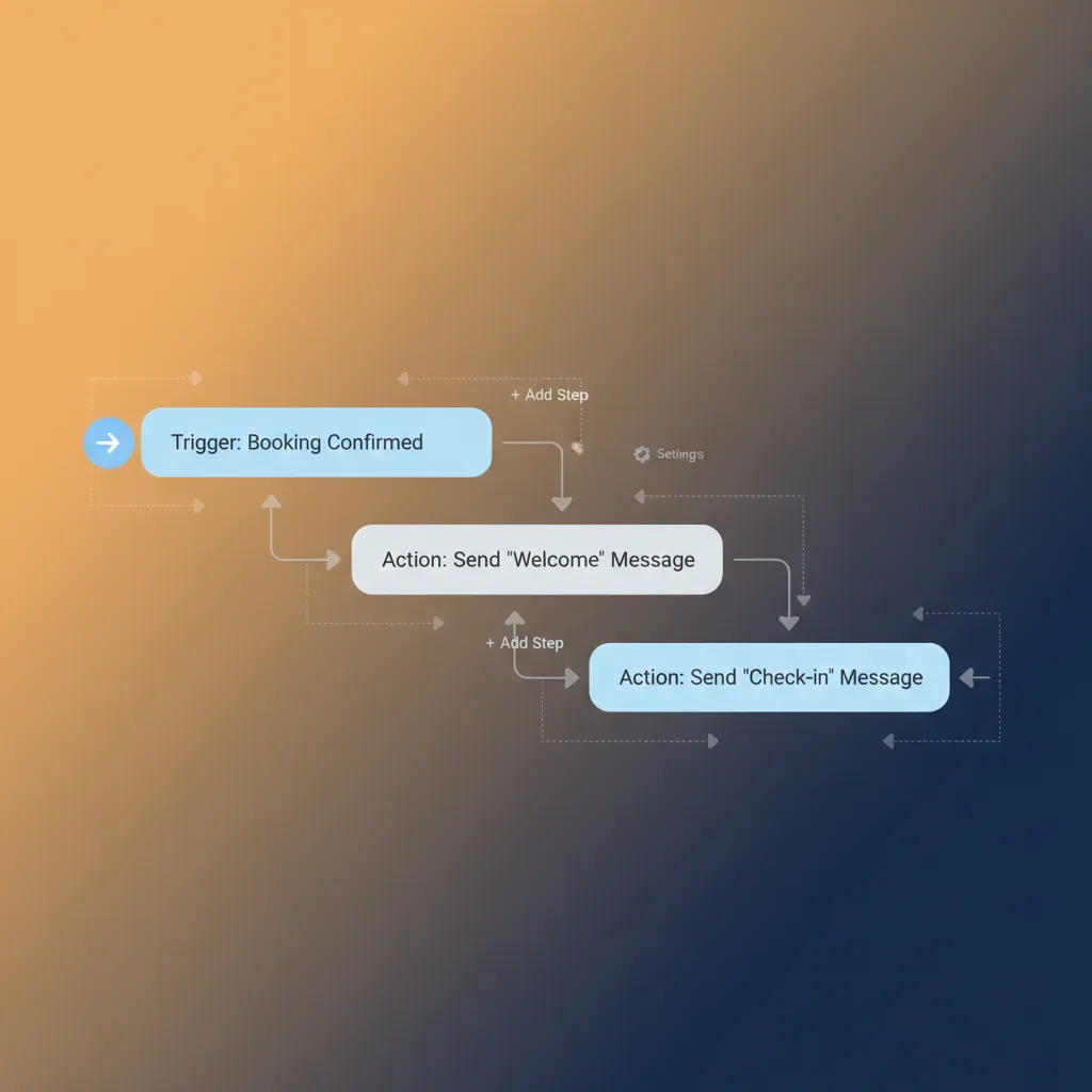 Diagram showing how to set up automated guest message workflows in HolsUK.