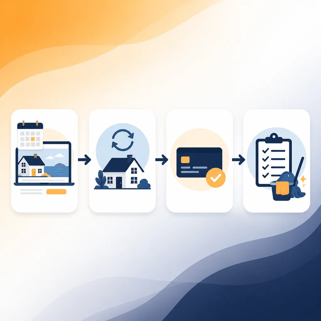 Workflow diagram of booking flow to payment and cleaner task