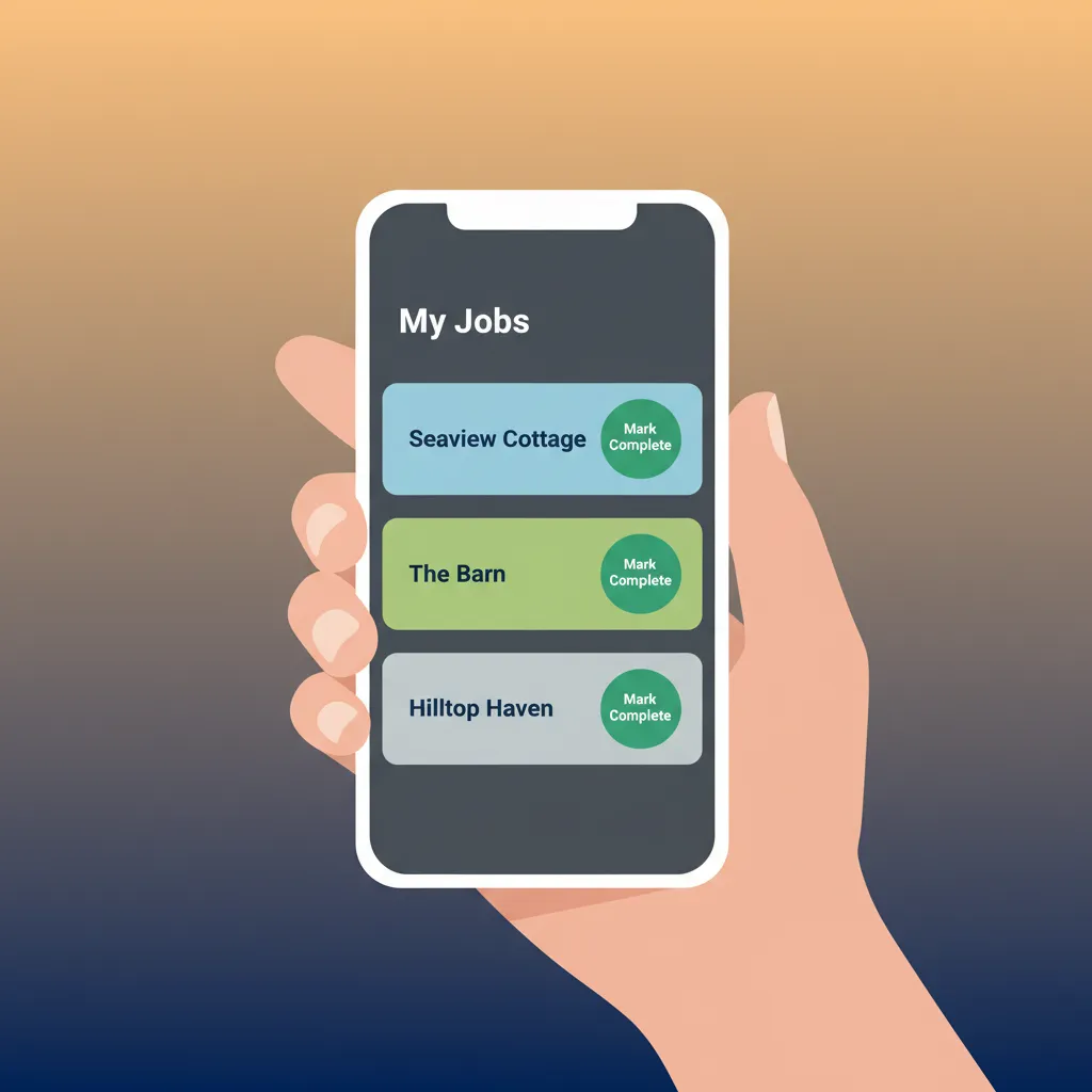A cleaner's view of their upcoming jobs on the HolsUK cleaner portal on a mobile phone.