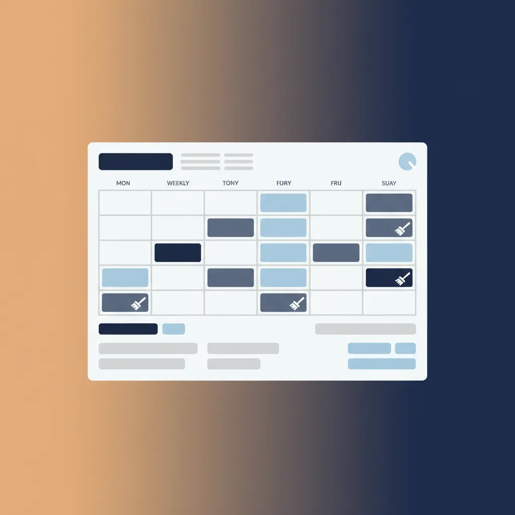 A mockup of the HolsUK dashboard showing a calendar with bookings and scheduled cleans.
