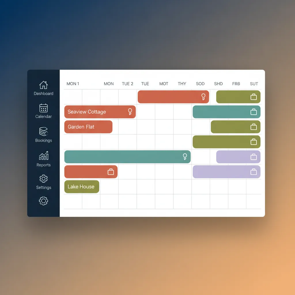A mockup of the HolsUK multi-property calendar dashboard.