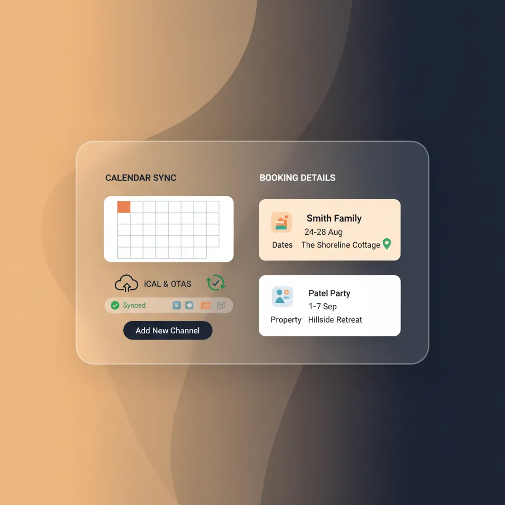 Dashboard showing calendar sync and booking details
