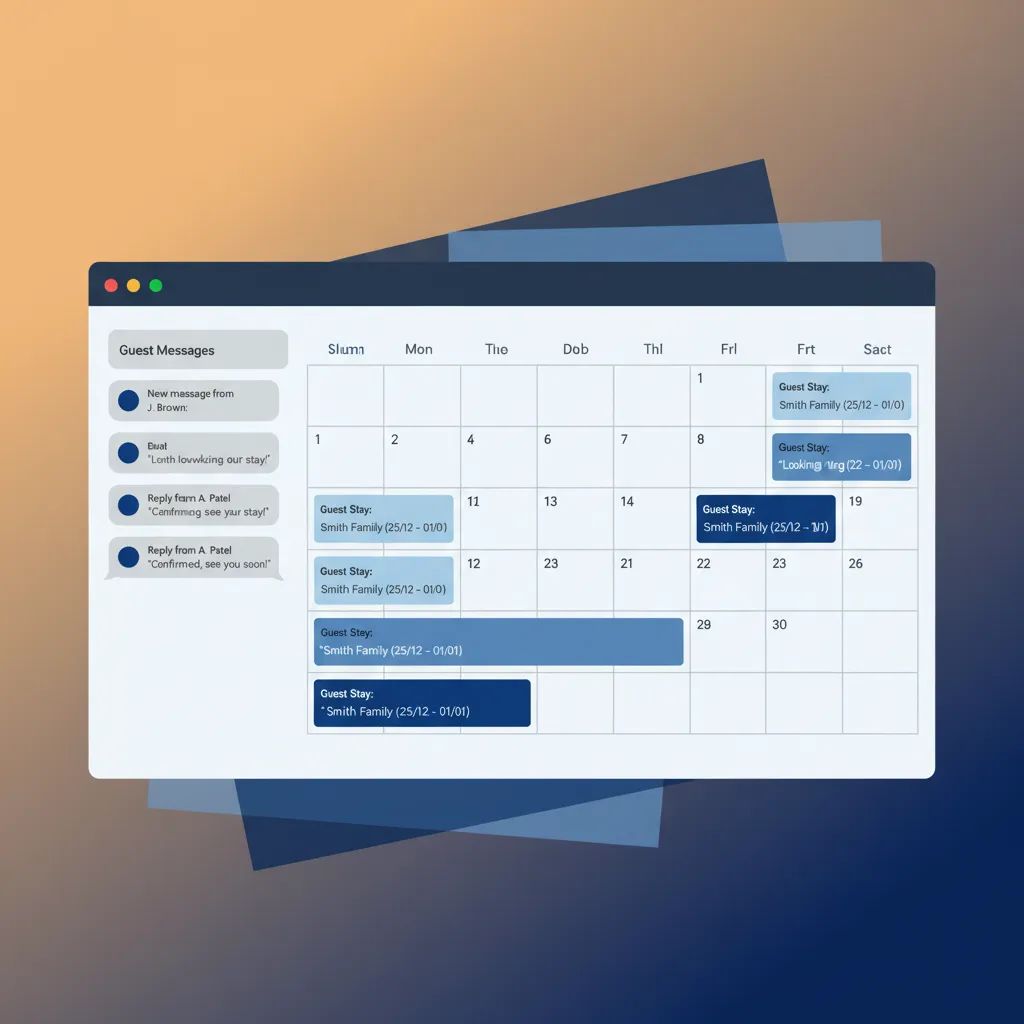 A mockup of the HolsUK dashboard showing a unified calendar with bookings from multiple channels.