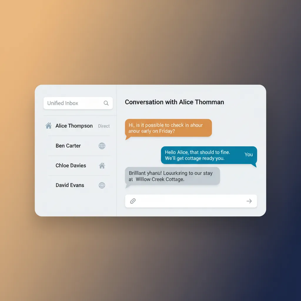 The HolsUK unified inbox showing messages from direct bookings and OTAs.