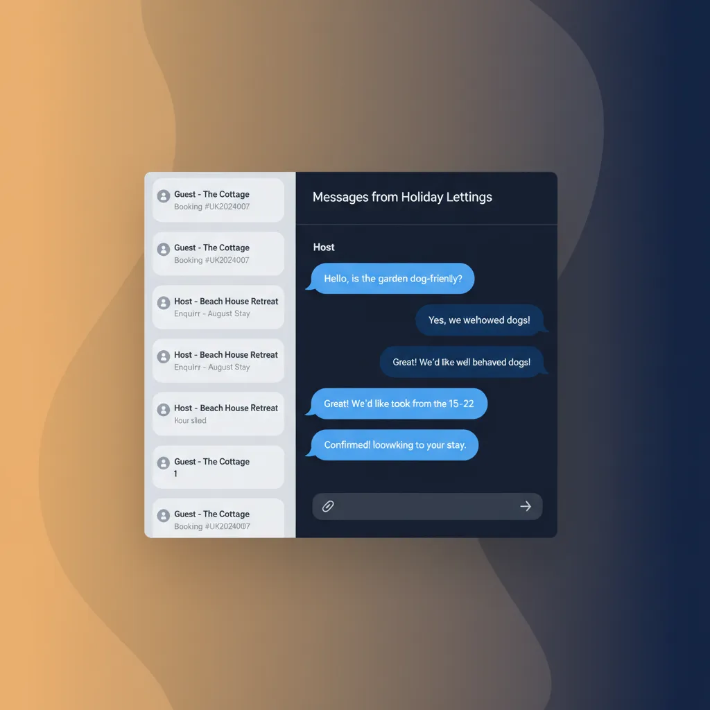 The unified inbox feature in HolsUK, showing guest messages from Airbnb.