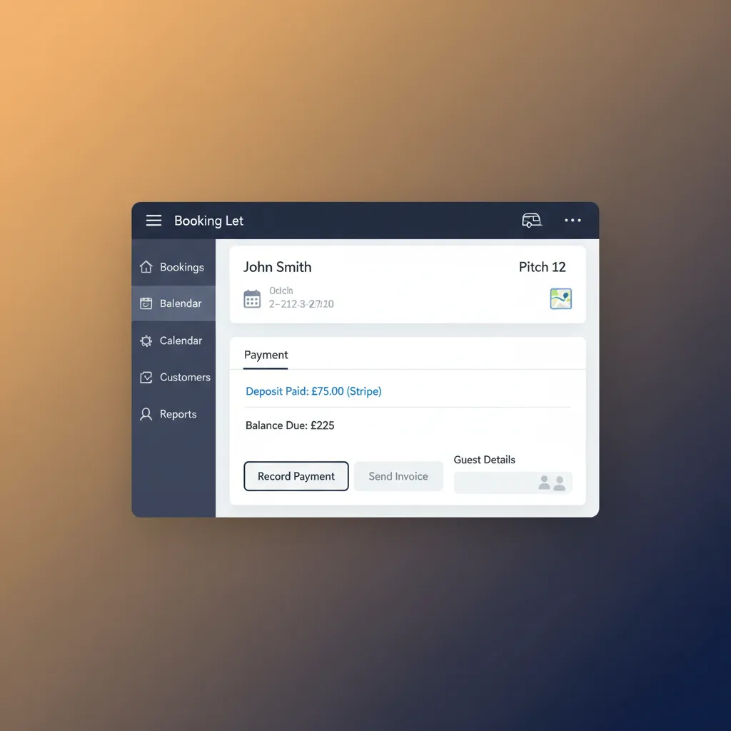 HolsUK dashboard showing a booking's payment status with Stripe integration.