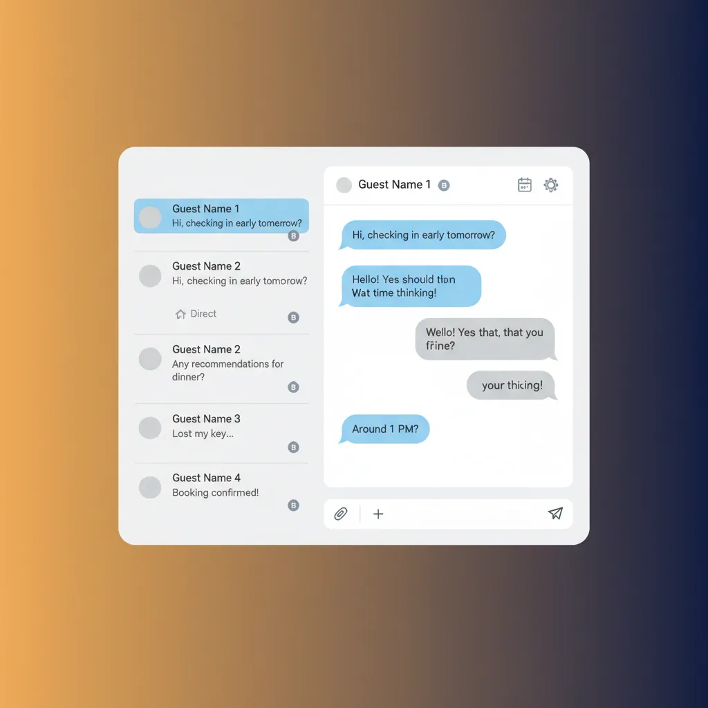 A mockup of the HolsUK unified inbox, displaying guest messages from different booking channels.