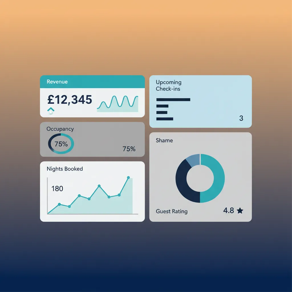 A mockup of the HolsUK dashboard showing key revenue and occupancy metrics.