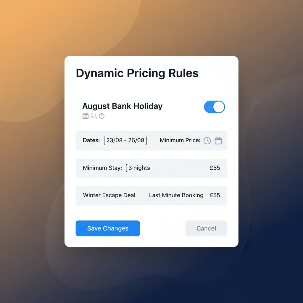 HolsUK dynamic pricing interface for setting seasonal rates for a holiday park.