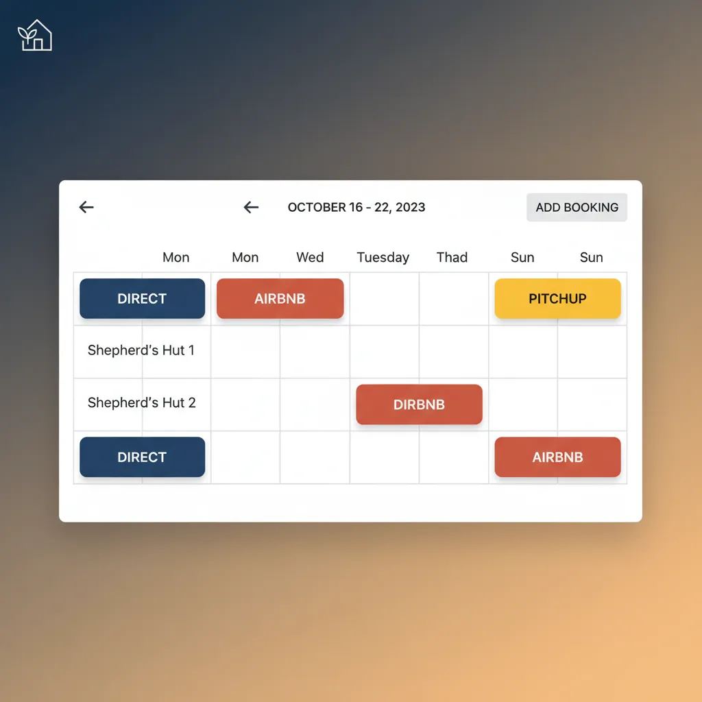 The HolsUK unified calendar showing bookings from different channels in different colours.