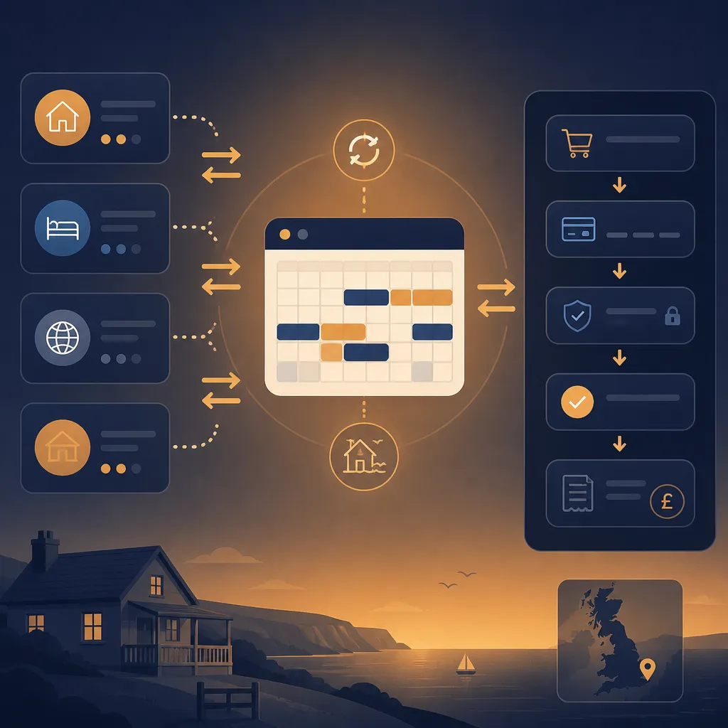 Workflow diagram of channel sync and payments via central calendar