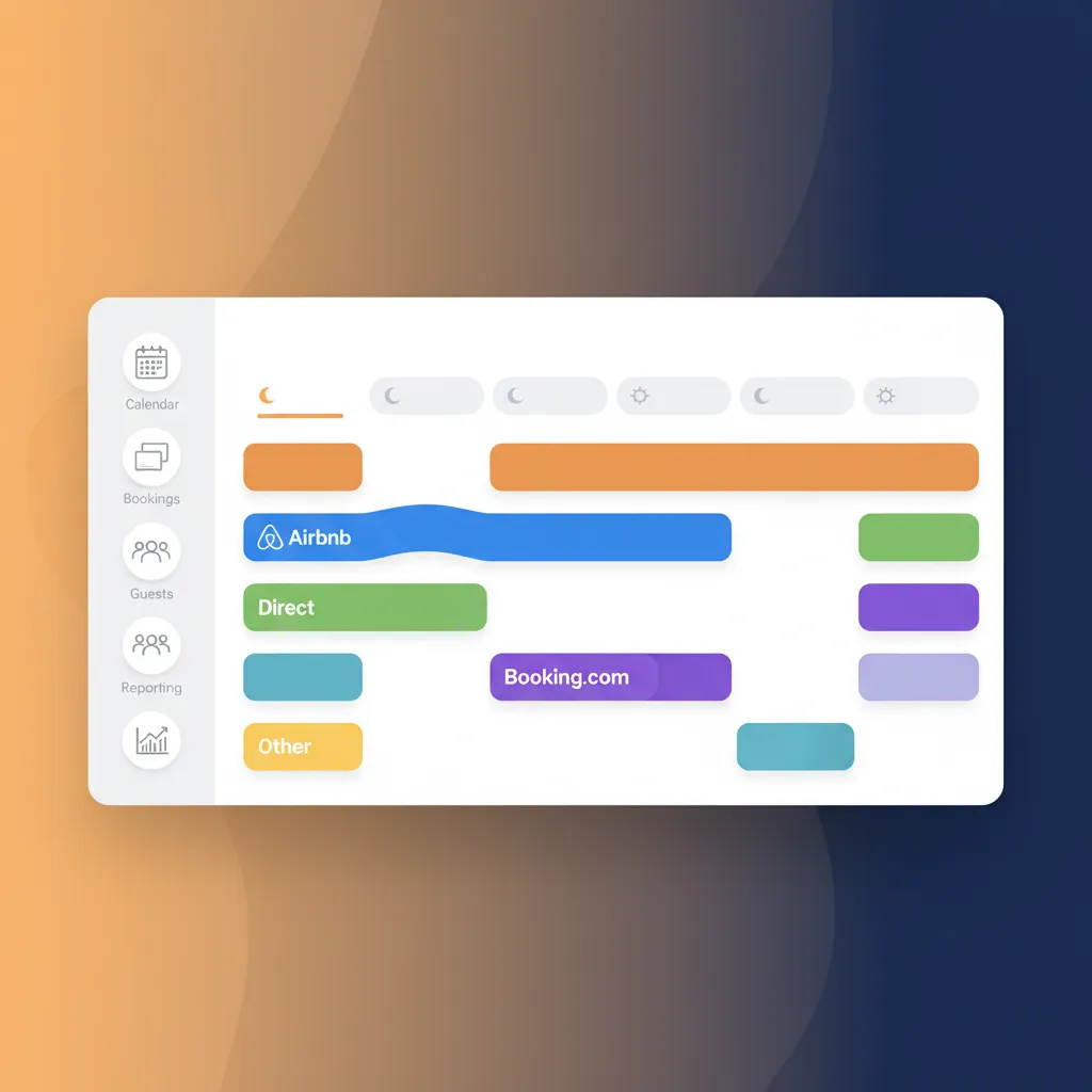A mockup of the HolsUK unified calendar showing bookings from different channels.
