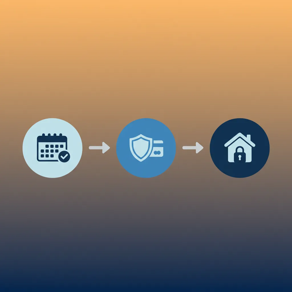 Diagram showing the automated workflow from booking confirmation to property security via pre-authorisation.