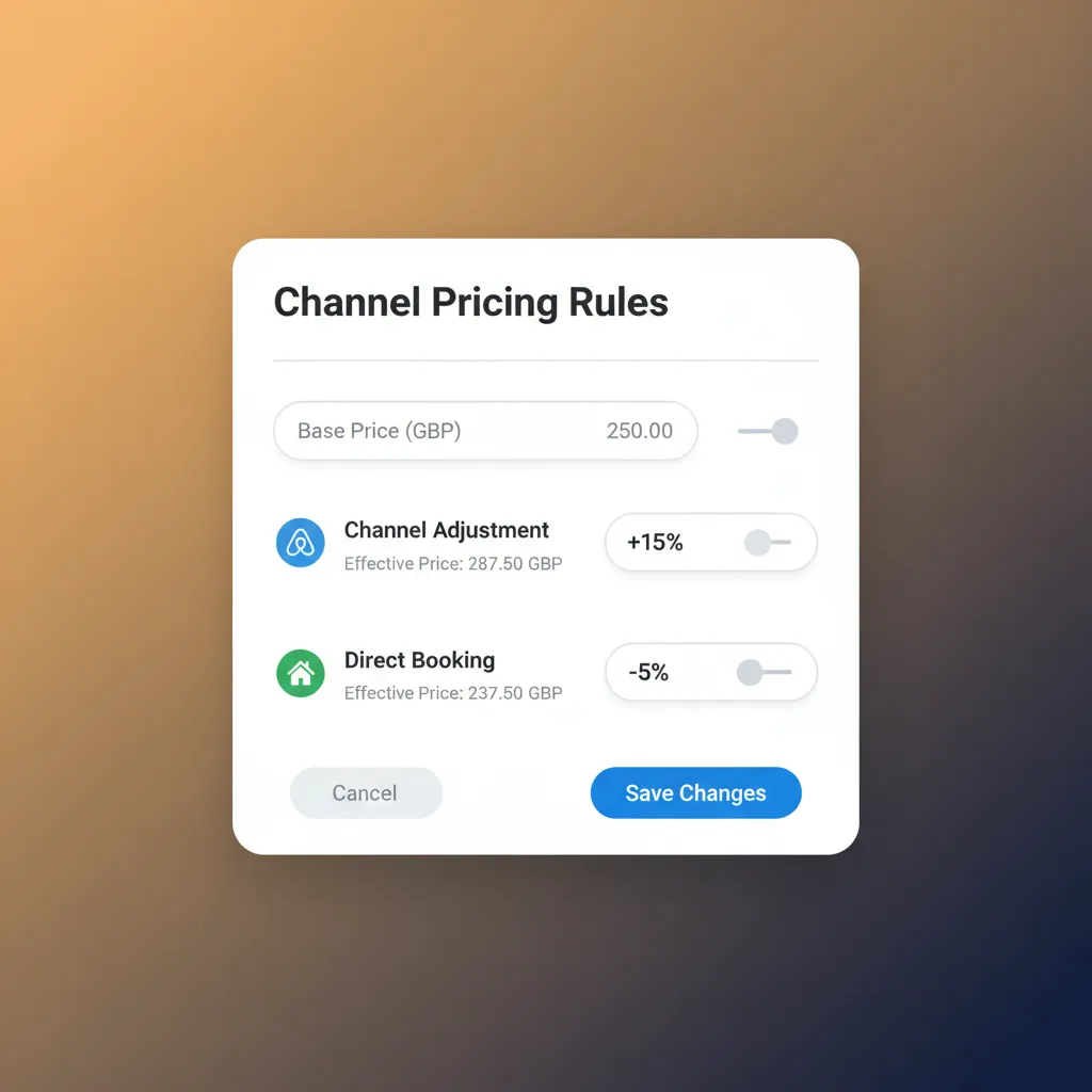A mockup of the HolsUK channel-specific pricing tool for a glamping site.