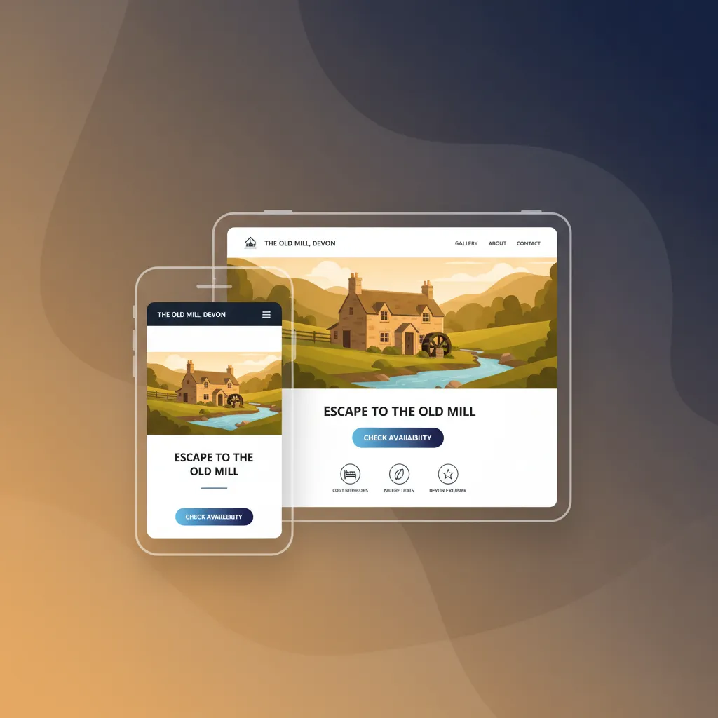 A mockup of a professional, mobile-friendly direct booking website created with HolsUK.