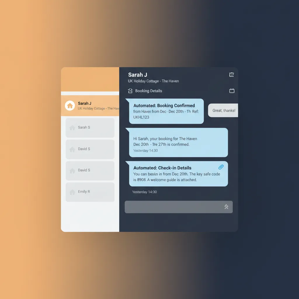 HolsUK's unified inbox showing automated guest messages for a booking.