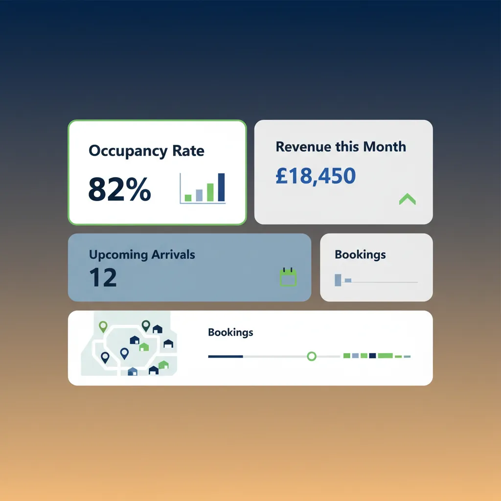 Dashboard of HolsUK caravan park management software showing occupancy and revenue.